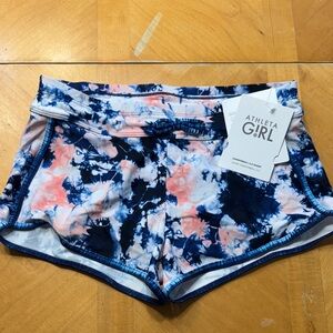 Athleta Athletic Swim Shorts - Navy and Coral Tie-Dye